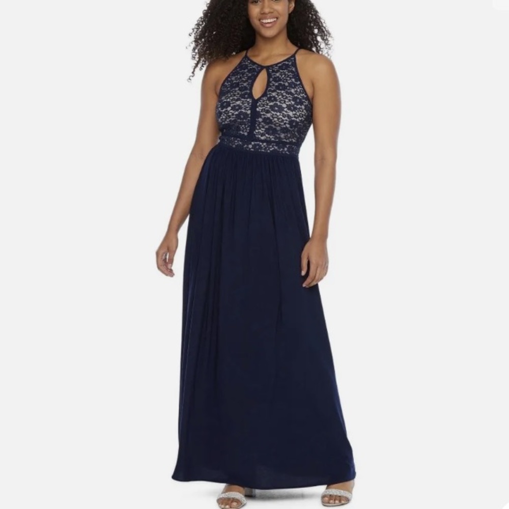 Morgan & Co Halter Neck Glitter Dress